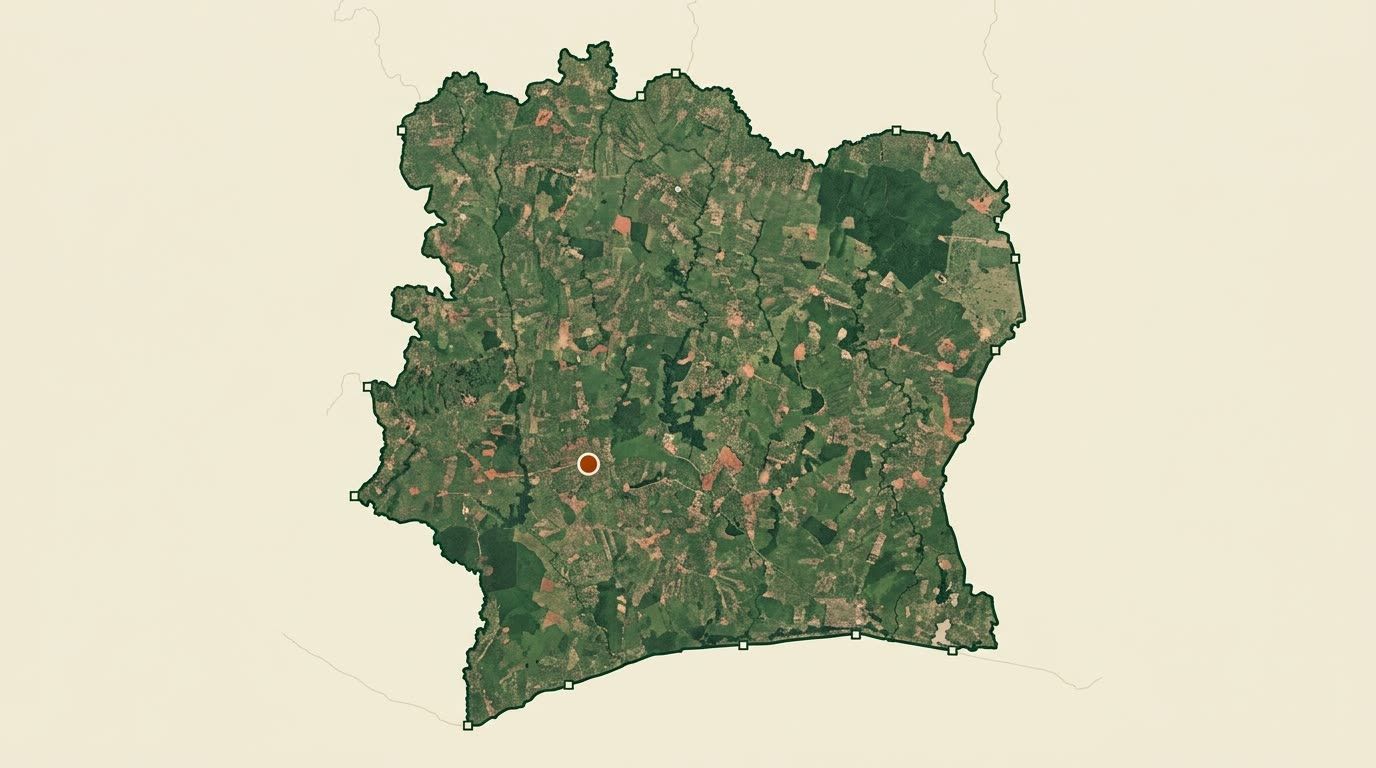 Côte d’Ivoire, risque standard. Repère : la ceinture cacaoyère du sud-ouest autour de Soubré