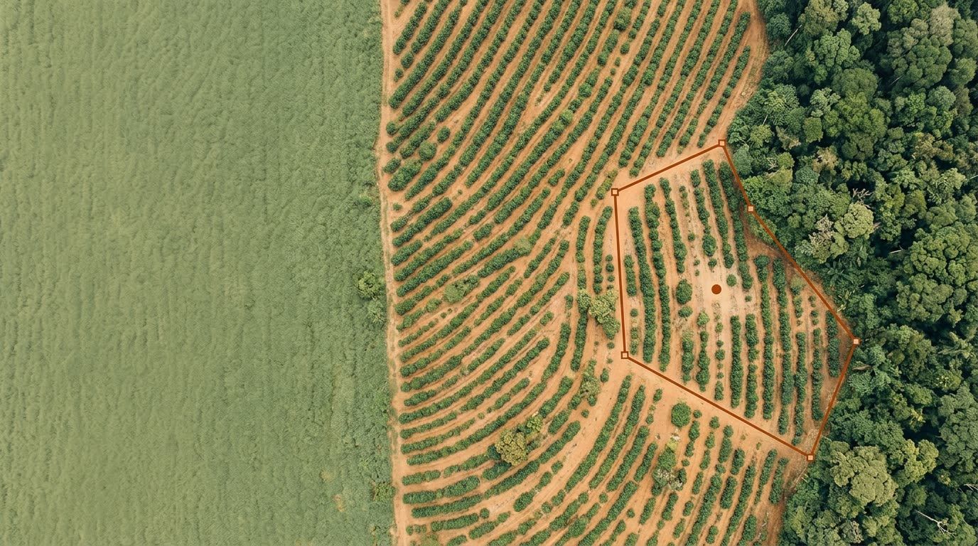 Parcelles de café de petits producteurs de 4 hectares ou moins, déclarées comme points à six décimales
