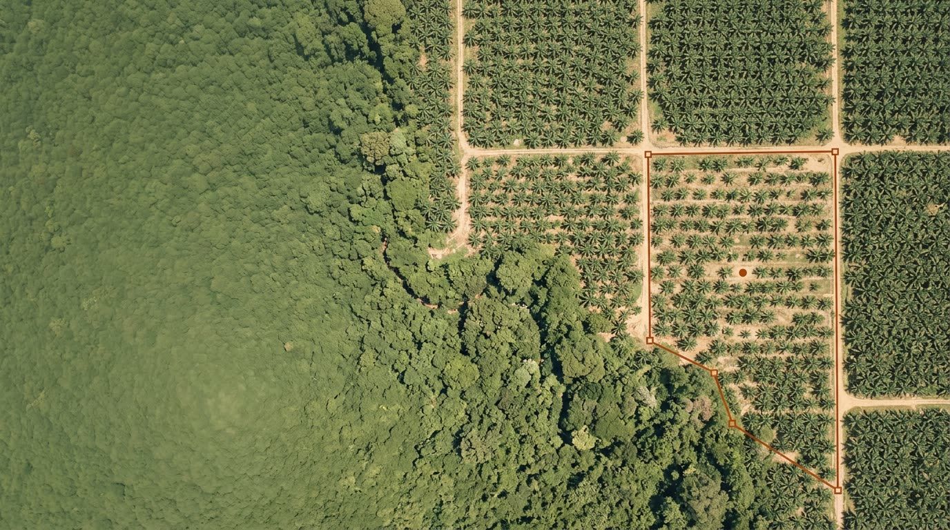 Le bassin d'approvisionnement d'une huilerie : des polygones de plantations plus des points de petits producteurs indépendants