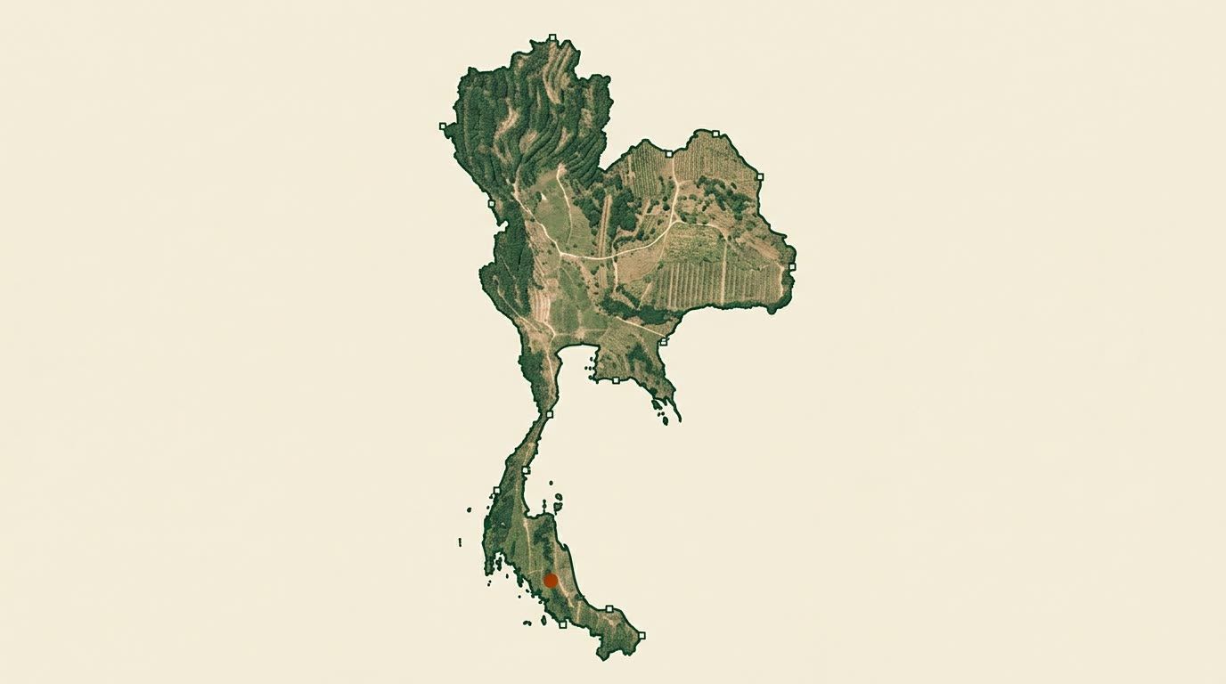 Thaïlande, risque faible dans l'évaluation comparative de l'UE. Repère : la ceinture caoutchoutière du sud